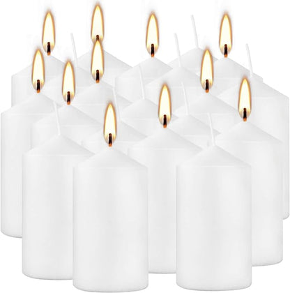 2"x4" High White Pillar Candles, Set of 20 Unscented. Bulk Buy. Ideal for Halloween, Wedding, Emergency Lanterns, Household, Wedding and Home Décor Candlesticks