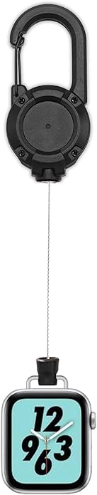 Badge Holder Retractable Clip Compatible with Apple Watch Band Series 10, Ultra 2, SE, 8 7 6 5 4 3 2 1 38mm 40mm 41mm 42mm 44mm 45mm 49mm, Stretchable Badge Reel Clip for iwatch Series 9