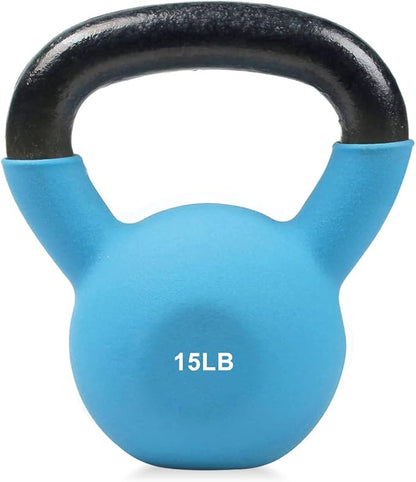 RitFit Neoprene Coated Solid Cast Iron Kettlebell 5 10 15 20 25 30 35 40 45 50 LB, Great for Full Body Workout, Cross-Training, Weight Loss & Strength Training