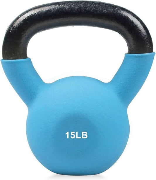 RitFit Neoprene Coated Solid Cast Iron Kettlebell 5 10 15 20 25 30 35 40 45 50 LB, Great for Full Body Workout, Cross-Training, Weight Loss & Strength Training