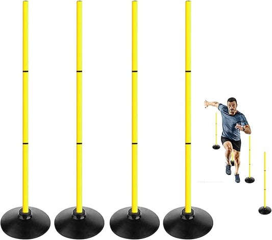 4FT Agility Poles Set Detachable Speed Training Poles Soccer Slalom Sticks with Agility Ladder and Cones