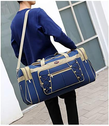 Travel Duffle Bags for Men 26" Weekender Over Night Carry On Bag Lightweight Extra Large Oxford Duffel Gym Sturdy Luggage Water-proof foldable Holdall (Blue)