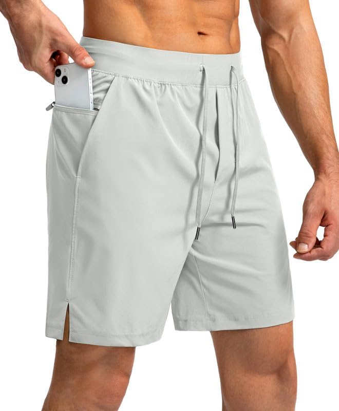Men's Running Shorts with Zipper Pockets 9 Inch/ 7 Inch / 5 Inch Lightweight Quick Dry Gym Workout Athletic Shorts for Men(7inch)