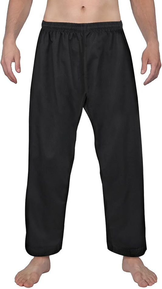 FitsT4 Sports Karate Pants 8oz Middleweight Elastic Waist Martial Arts Pants Perfect for Training