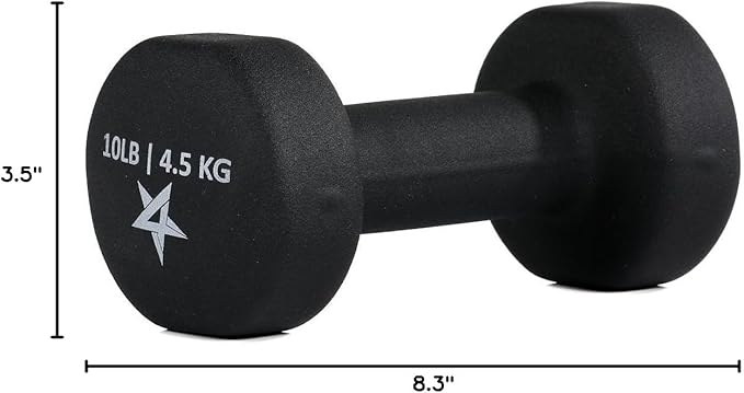 Yes4All Neoprene Coated Dumbbell Hand Weight Sets of 2 - Multiple Weight Options with 15 Colors, Anti-roll, Anti-Slip, Hexagon Shape