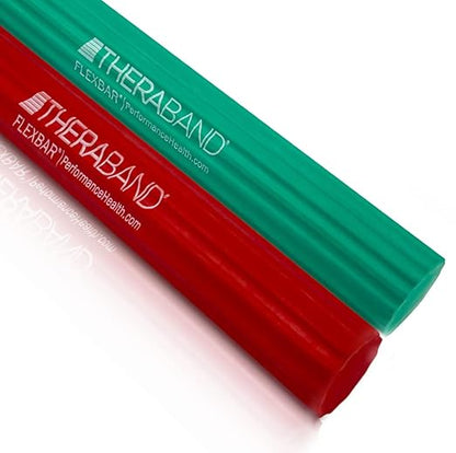THERABAND FlexBar, 2 Pack, Red, Green, Therapy Twist Bar, Hand & Wrist Strength, Tennis & Golfer's Elbow, Tendonitis, Rehab Tool for Resistance Based Exercise, Grip Training and Pain Relief