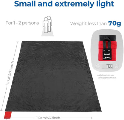 Pocket Picnic Blanket for 1-2 Persons, 43.3x55.12″ Sand Free Beach Blanket, SandProof Waterproof Foldable Beach Mat, Lightweight Picnic Mat for Outdoor Hiking Camping Travel(Black)