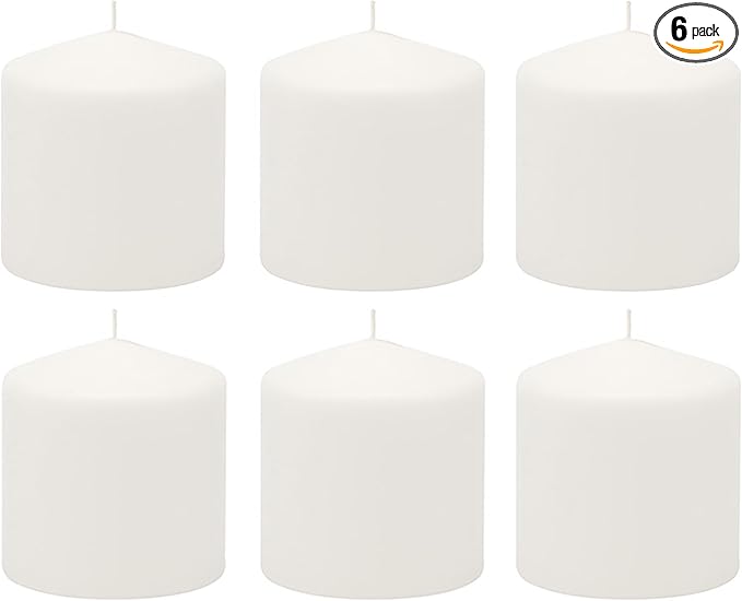 Stonebriar Unscented White Tall Pillar Candles, 18 Hour Burning Candle Pillars, Perfect for Decor, Weddings, Emergencies 3" X 3", 6 count
