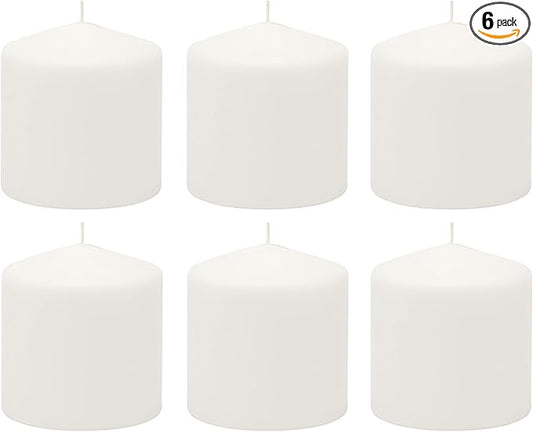 Stonebriar Unscented White Tall Pillar Candles, 18 Hour Burning Candle Pillars, Perfect for Decor, Weddings, Emergencies 3" X 3", 6 count