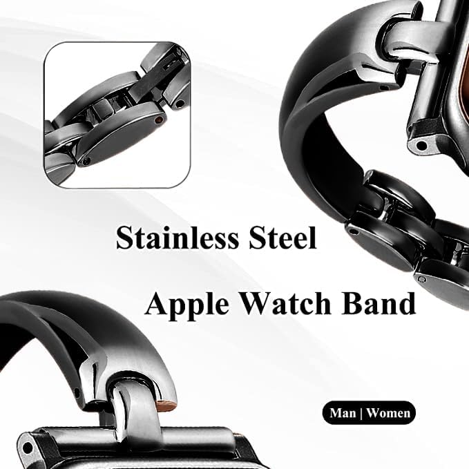 Silm Metal Band Compatible with Fitbit Versa 4/Fitbit Sense 2 Band Cute Women, Bling Jewelry Strap Replacement Compatible for Fitbit Sense/Versa 3 Women (Black)