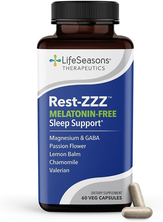 LifeSeasons Rest-ZZZ Melatonin Free - Sleep Support Supplement - Calms Nervous System - Eases