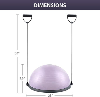 ZELUS Balance Ball Trainer with Resistance Bands and Foot Pump, Inflatable Yoga Ball for Home Gym Workouts, 23 Inch Exercise Half Ball for Balance Training Core Strength Fitness More, 330lb Cap