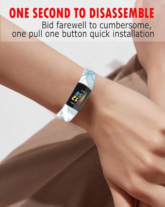 Compatible with Charge 6/Charge 5 WatchBands for Women Men,Elastic Adjustable Wristbands,Breathable Sport Band Soft Waterproof Health Tracker