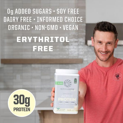Sunwarrior Organic Plant Based Protein Powder | Vegan Organic Protein Powder with BCAA Amino Acids Plus Recovery Minerals & Botanicals | Non-GMO Soy Dairy & Gluten Free (Vanilla, 20 Servings)