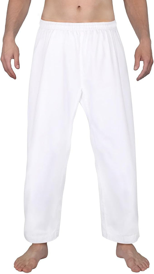 FitsT4 Sports Karate Pants 8oz Middleweight Elastic Waist Martial Arts Pants Perfect for Training