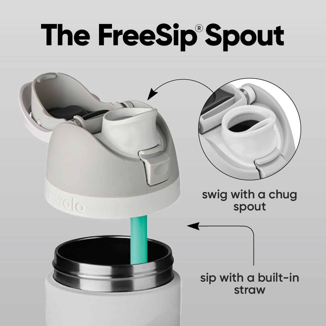Owala FreeSip Stainless Steel Water Bottle 24 oz Shy Marshmallow