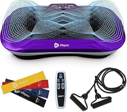 Lifepro Waver Vibration Plate Exercise Machine for Lymphatic Drainage, Muscle Activation, Full-Body Workout Vibrating Platform with Loop Bands, Fitness Equipment for Strength Toning & Fat Loss