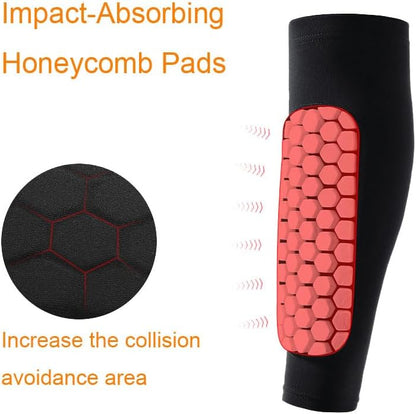 Soccer Shin Guards for Adult, Calf Compression Sleeve with Honeycomb Pads, Lightweight Calf Protective Gear Shin Pads for Football, Baseball, Soccer, Basketball, Running & More