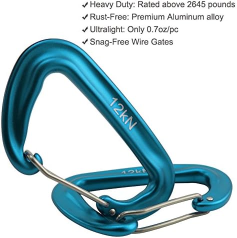 12kN 3.2"x2" Heavy-Duty Carabiner Clips - Durable, Lightweight Aluminum Alloy Carabiners for Hiking, Camping, Keychains, Dog Leashes, Hammocks & More