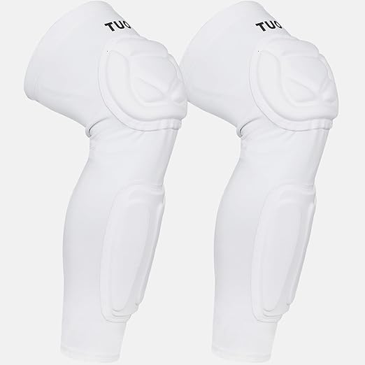 TUOY Knee Pad Shin Guard Pads, Protective Shin/Knee Pad Support Sleeve for Soccer, Football, Basketball, Wrestling, Volleyball (Pair)
