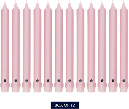 Colonial Candle Unscented Taper Candle, Classic Collection, Persian Pink, 10 in, Pack of 12 - Up to 8 Hours Burn