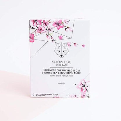 Snow Fox Skincare Japanese Cherry Blossom & White Tea Soothing Mask, 5 Mask