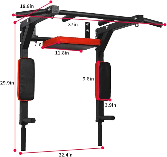PLKO Wall Mount Pull Up Bar Wall Mounted Body Press Pull Up Bar Gym Chin-Up for Upper Body Workout