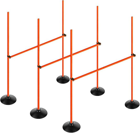 Orange Adjustable Height Agility Hurdle Set Multi-Function Soccer Trainning Pole Set Coaching Sticks with Rubber Base