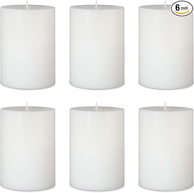 6 Packs 2.75x3.25 Inch White Pillar Candles, Unscented Dripless Non-Toxic Smokeless Clean Long Lasting Burning Cylinder Candles for Home Dinner Table Decoration Emergency Power Outage