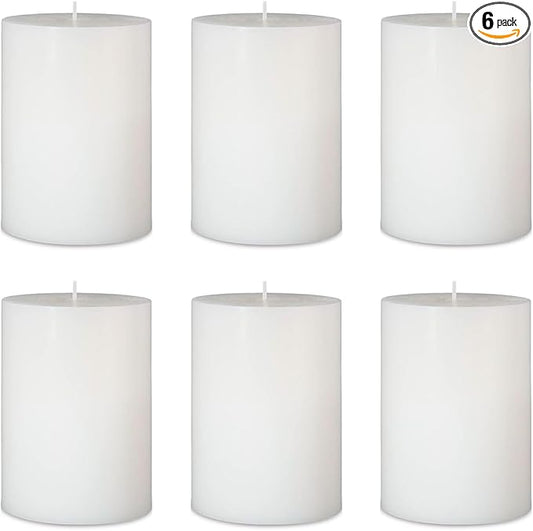 6 Packs 2.75x3.25 Inch White Pillar Candles, Unscented Dripless Non-Toxic Smokeless Clean Long Lasting Burning Cylinder Candles for Home Dinner Table Decoration Emergency Power Outage