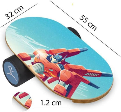 Kids Balance Board with Roller ??Wooden Trainer for Children ??Fun Indoor Core Strength Game ??Improves Balance & Coordination ??Multiple Designs