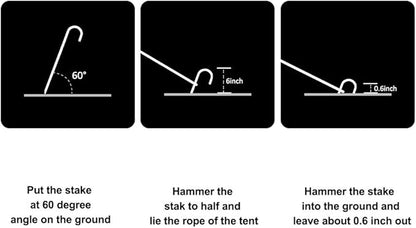 Eurmax USA Trampolines Stakes Heavy Duty Ground Stakes Canopy Parts Wind Stake with Rope 12 Inch Heavy Duty Stake Safety Ground Anchor Galvanized Steel J Shaped, Pack of 4(Silver)
