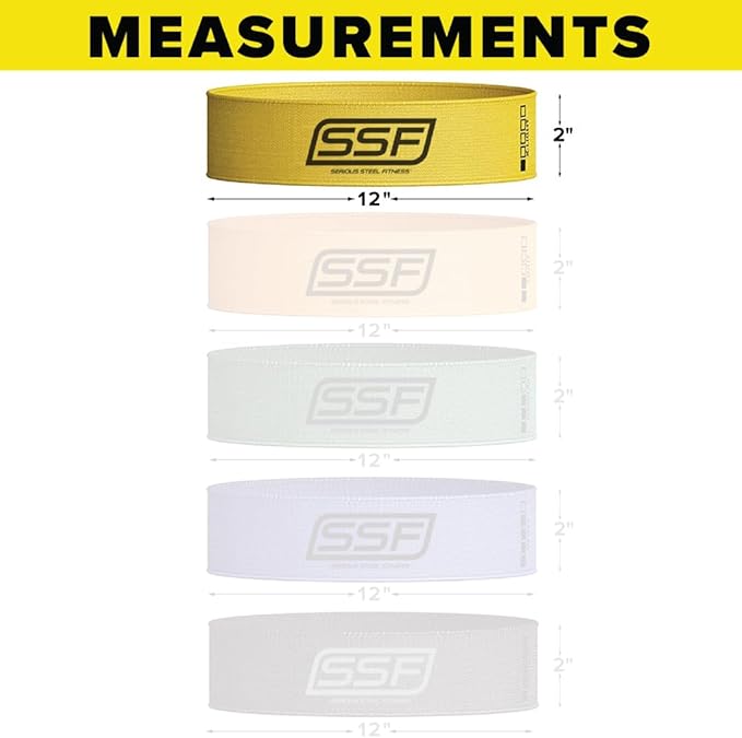 Serious Steel Fitness Fabric Mini Loop Non-Slip Resistance Band Set | Warm-Up, Physical Therapy, Glute Training, Speed and Agility Exercise Bands
