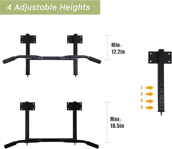 Wall Mounted Pull up Bar Multifunctional Chin up Bar Strength Training Pull-up Bar for Indoor Home Gym Fitness, Supports to 440 Lbs…