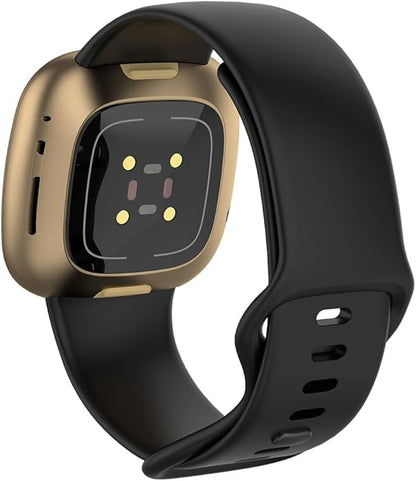 Compatible with Fitbit Versa 4 / Fitbit Versa 3 / Fitbit Sense/Sense 2 Bands, Soft Silicone Replacement band for Women Men 2 Pack