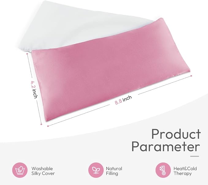 Lavender Eye Pillows for Relaxation, Yoga Eye Pillow for Meditation, Microwavable Weighted Eye Pillow for Yoga, Moist Heat & Cold Eye Compress with Aromatherapy (Pink)