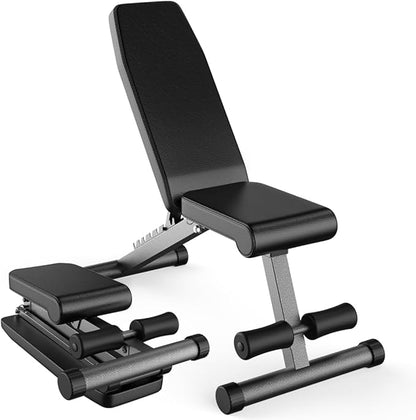 Finer Form 5-in-1 Weight Bench, Adjustable & Foldable for Bench Press, Strength Training and Full Body Workout. Perfect for Dumbbell Sets or an Adjustable Dumbbell Set in Your Home Gym.