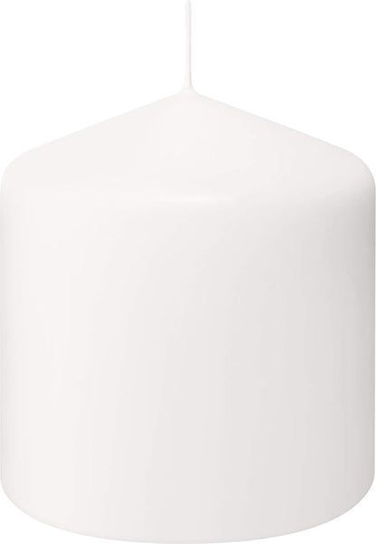 BOLSIUS 6 White Pillar Candles Bulk - 3x3 Inches Candle Set - 25+ Hours Clean Burning - No Palm Oil - 0% Animal Fat - Premium European Quality - Unscented Dripless Dinner Pillars