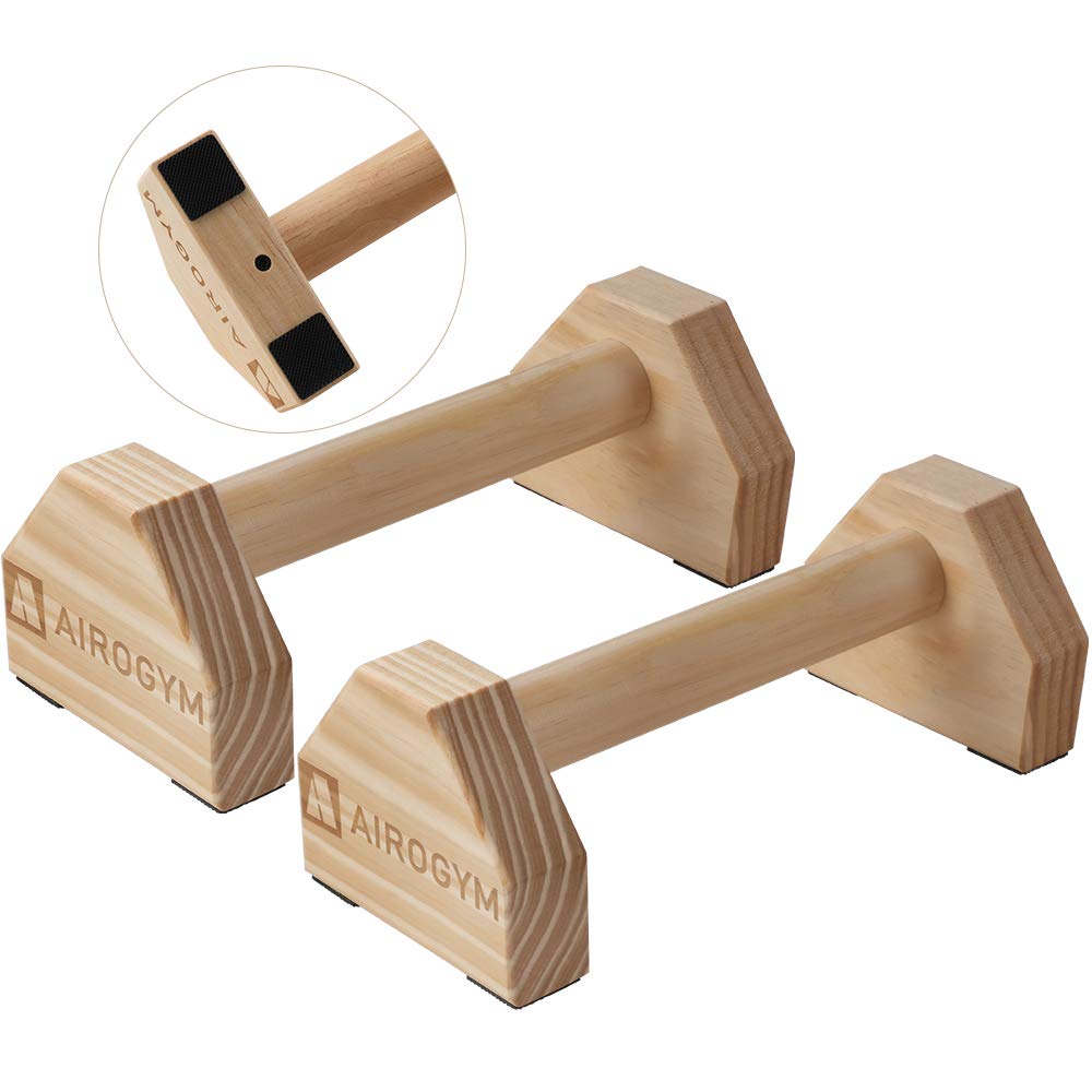 Push-up Stand, 2 PCS Wood Pushup Bars Non-Slip Base Exercise Home Workout Equipment, 30CM Wooden