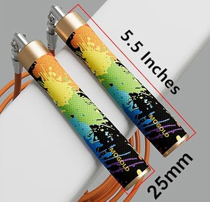 Weighted Jump Rope for Men Women -Interchangeable 1/5lb 1/4lb 1/2lb Heavy jump ropes - 360 Degree Spin - Length Adjustable,Ergonomics Leather Grip Skipping Rope for Fitness Weight Loss & More