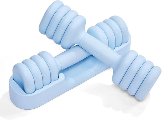 YOTTOY Adjustable Dumbbell Set of 2, 4-in-1 Hand Weights for Women at Home, Compact Free Weights Dumbbells Set with Soft Grip and Base, 2-5 lbs Each for Home Gym