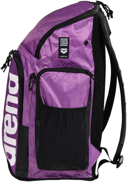 ARENA Spiky III Backpack 45 Swimming Athlete Sports Gym Rucksack Large Training Gear Equipment Swim Bag for Men and Women, 45 Liters, Purple