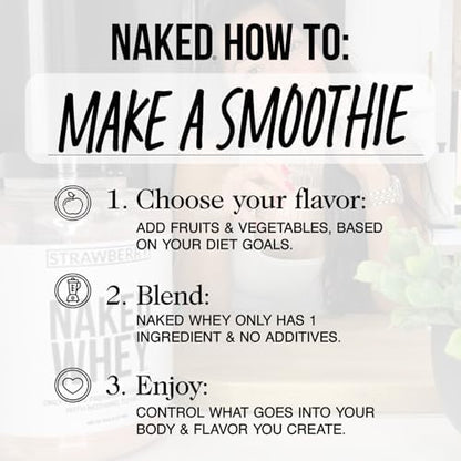 NAKED Vanilla Whey Protein Powder - All Natural Grass Fed Whey Protein Powder, Vanilla Flavor, Organic Coconut Sugar, 5Lb Bulk, GMO-Free, Soy Free, Gluten Free - 61 Servings