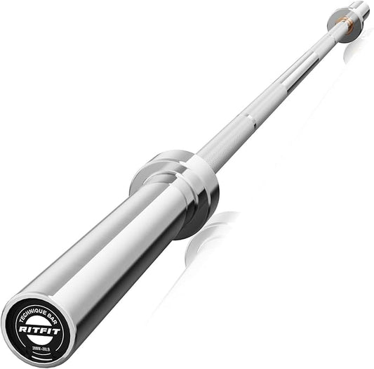 RITFIT Olympic Barbell 4ft/4.8ft/6ft - 2 Inch Weight Bar for Strength Training, Weightlifting, Squat, Deadlift, Bench Press, Curl, Overhead Press - 350lbs/500lbs Capacity