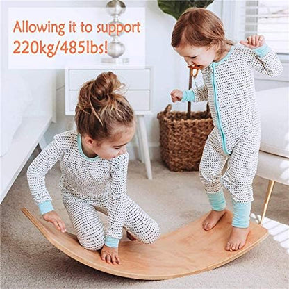 Wooden Wobble Balance Board - 37'' Natural Wobble Board, Montessori Open-Ended Toy, Waldorf Learning & Core Strength Exercise