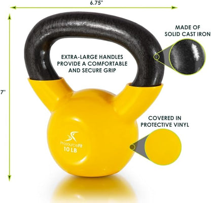 ProsourceFit Vinyl Coated Cast Iron Kettlebells for Full Body Fitness Workouts
