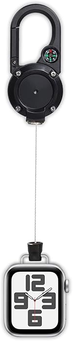 Badge Holder Retractable Clip Compatible with Apple Watch Band Series 10, Ultra 2, SE, 8 7 6 5 4 3 2 1 38mm 40mm 41mm 42mm 44mm 45mm 49mm, Stretchable Badge Reel Clip for iwatch Series 9