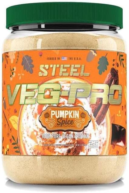 Steel Supplements Veg-PRO | Vegan Protein Powder, Pumpkin Spice | 25 Servings (1.7lbs) | Vegan Protein Powder with BCAA Amino Acid | Non Dairy | Low Carb Formula