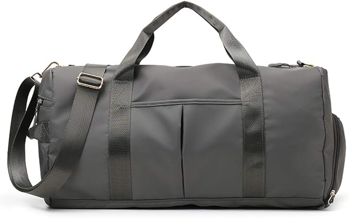 KARRESLY Sports Gym Bag for Women or Men Travel Duffel Bag with Wet Pocket and Shoes Compartment for Training Swim Yoga(Dark Grey)