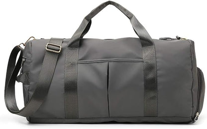 KARRESLY Sports Gym Bag for Women or Men Travel Duffel Bag with Wet Pocket and Shoes Compartment for Training Swim Yoga(Dark Grey)